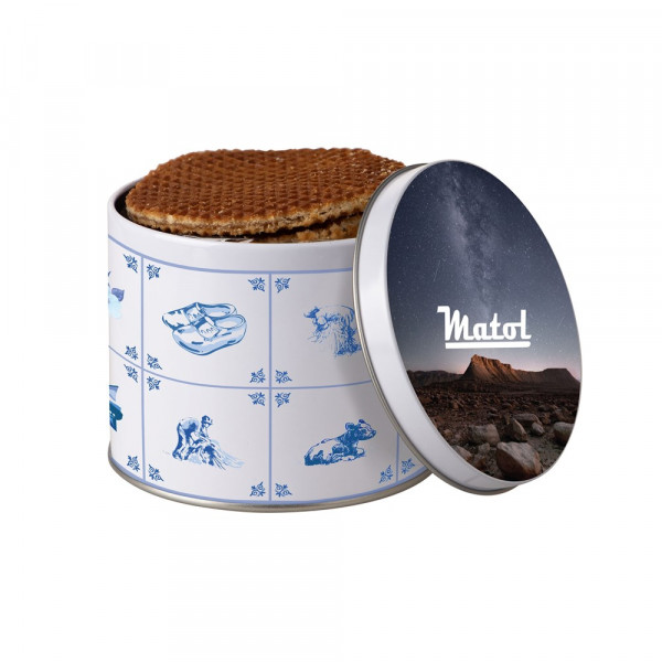 Delftsblauw blik met stroopwafels