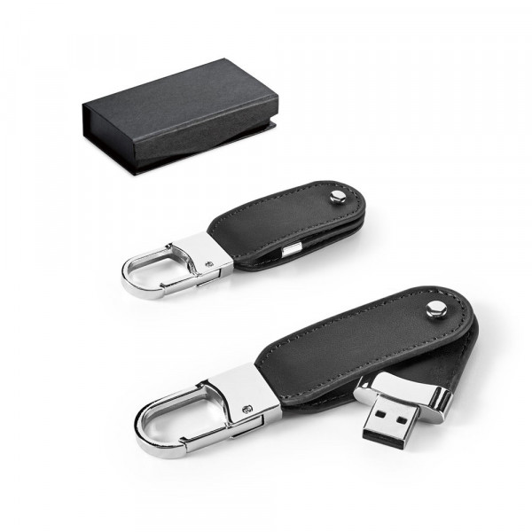 BRAGG 8GB. 8GB PU USB-geheugen met karabijnhaak clip