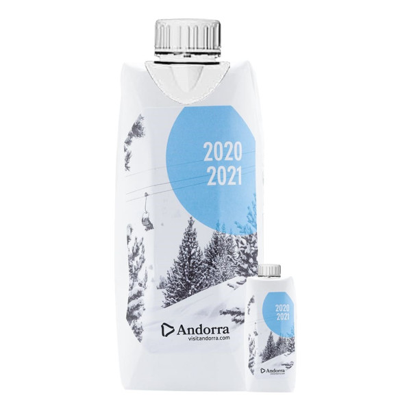 Kartonnen waterpak | 500 ml | Full colour sticker 2 zijden | Witte bio dop