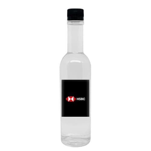 Waterfles glas | 350 ml | Kunststof etiket full colour | Zwarte dop