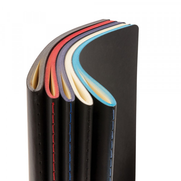 Softcover PU notitieboek met gekleurde accent rand