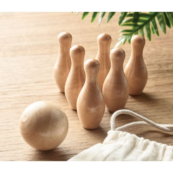 BOLITO - Mini dennenhouten bowling set